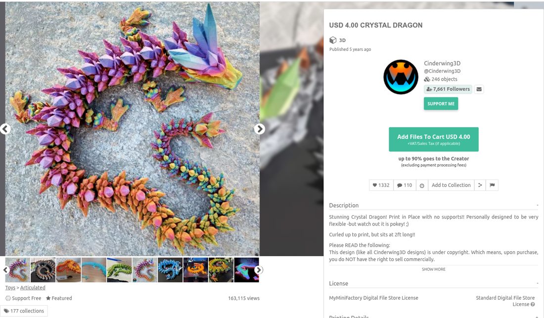Single 3D toy file with 163,115 views